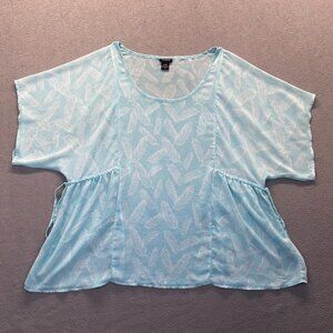 TORRID 10521823 Feather Side Cinch Chiffon Top / sheer‎ blouse Size 2 Green Mint